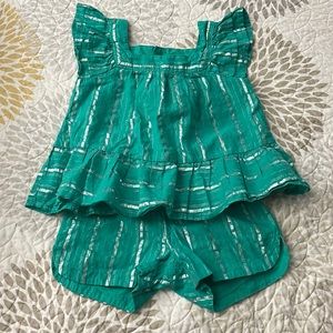 Cat & Jack 5T Summer Green and Silver Stripe Tank & Short set